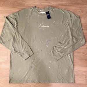 Abercrombie & Fitch Men’s Green Long Sleeves T-Shirt with Paint Splashes